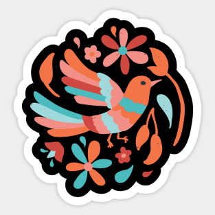 FLORAL BIRD colorful abstract Sticker